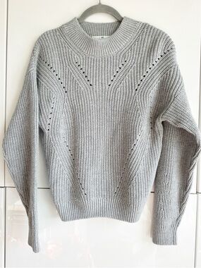 H&M Gray Chunky Sweater Openwork Knit Girls Size 20